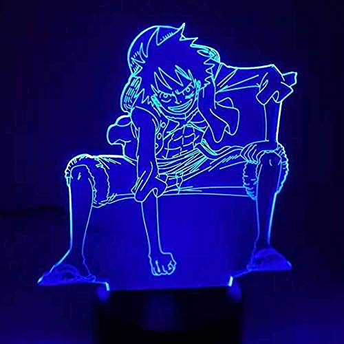Lámpara 3D Anime One Piece Luffy Figura Lámpara de mesa USB Cambio de color Ambiente Niño durmiendo LED Luz de noche Niño Regalo de cumpleaños A-2023