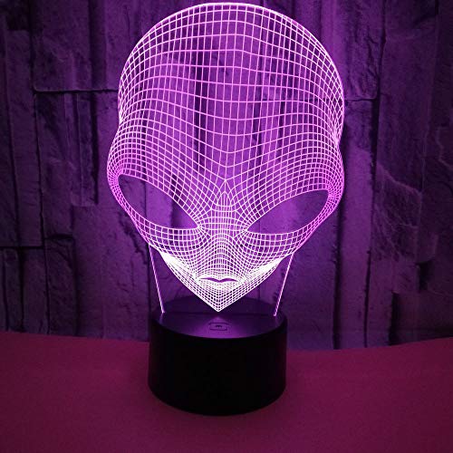 Lámpara 3D Lámpara de mesa de ilusión nocturna con forma marciana batería AA/USB Interruptor táctil/remoto 7 colores para decoración de mesa y decoración nocturna