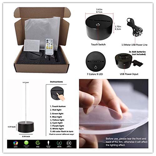 Lámpara 3D Lámpara de mesa de ilusión nocturna con forma marciana batería AA/USB Interruptor táctil/remoto 7 colores para decoración de mesa y decoración nocturna