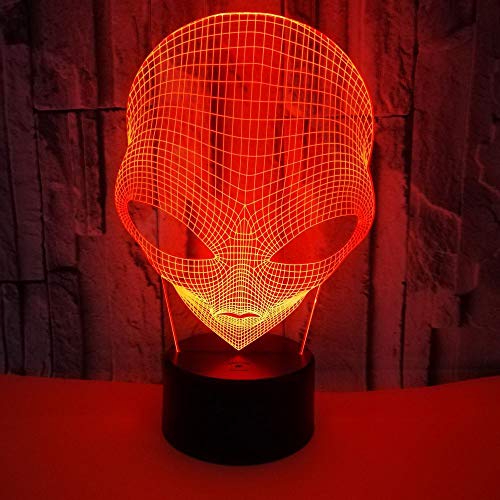 Lámpara 3D Lámpara de mesa de ilusión nocturna con forma marciana batería AA/USB Interruptor táctil/remoto 7 colores para decoración de mesa y decoración nocturna
