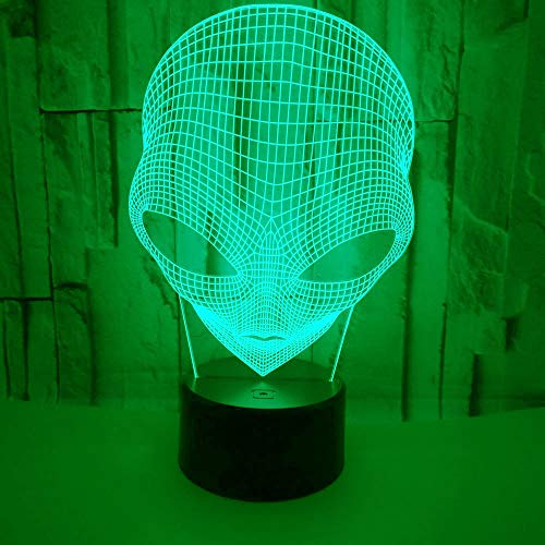 Lámpara 3D Lámpara de mesa de ilusión nocturna con forma marciana batería AA/USB Interruptor táctil/remoto 7 colores para decoración de mesa y decoración nocturna