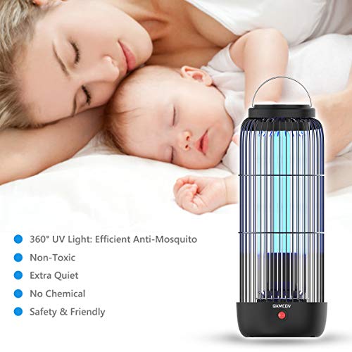 Lámpara Antimosquitos Electrico, 11W 40m² 360°UV No Tóxicos Mata Mosquitos Interior, Repelente Mosquito Insectos Moscas Polillas, 2 en 1 Luz de Noche Portátil para Habitación, Cocina, Hogar, Oficina
