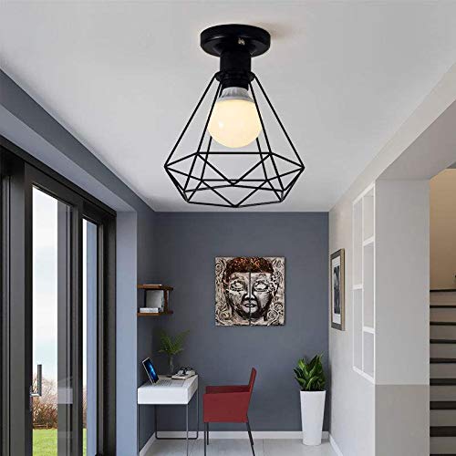 Lampara del Techo Vintage Hierro, Retro Colgante de Techo Industrial Luz, Lámpara de techo Vintage Industrial, E27 Iluminación Dormitorio Cocina Sala de estar Loft Comedor Baño Pasillo Porche