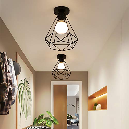 Lampara del Techo Vintage Hierro, Retro Colgante de Techo Industrial Luz, Lámpara de techo Vintage Industrial, E27 Iluminación Dormitorio Cocina Sala de estar Loft Comedor Baño Pasillo Porche