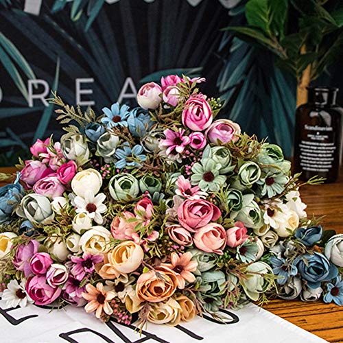 lamta1k Rama Decoraci¨®n de Flores Artificiales Toque Real para Interior Oficina Exterior en el hogar Colores Vibrantes con un Toque Real. Boda en casa Oficina del Hotel Jard¨ªn Decoraci¨®n - Azul