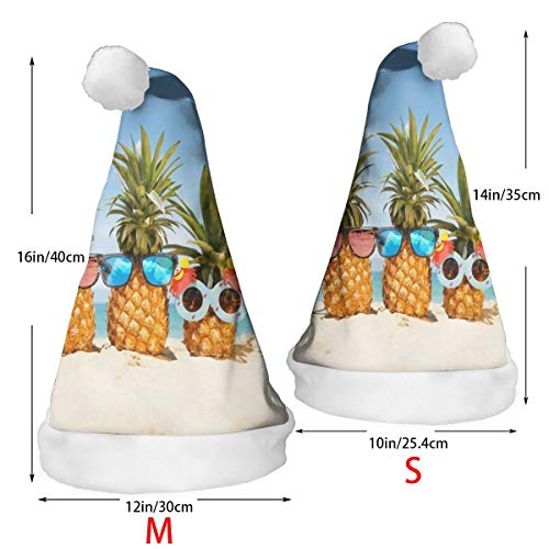 LAOLUCKY - Gafas de sol de playa con diseño de piña y arena, diseño floral, gorro de Papá Noel para adultos, unisex, poliéster, Blanco, Small