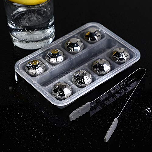 Las piedras de hielo - hielo Bola de piedra de acero inoxidable de hielo Esferas escalofríos vino beber whisky Chiller piedras rocas con las pinzas Enfriar Accesorios del vino (tamaño : Diamond)