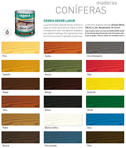 Lasur protector madera exterior al agua Cedria Dekor Lasur 750 ml NOGAL