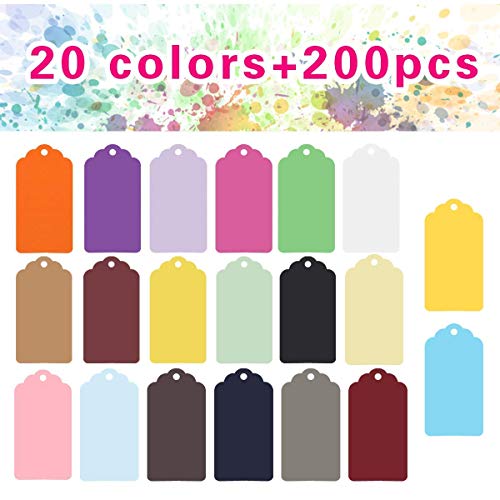 LATERN 200 Piezas 20 Colores Etiquetas De Regalo Con Agujero, Etiquetas Kang De Papel Kraft Con 4 Cuerdas De Rollo, Etiquetas Colgantes De Rectángulo Para Regalos De Navidad Favores Fiesta Bricolaje