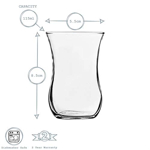 LAV Klasik de vidrio tazas de té para el café, bebidas calientes - estilo antiguo - 115 ml - Claro - Pack de 6
