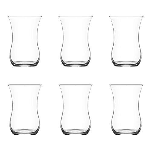 LAV Klasik de vidrio tazas de té para el café, bebidas calientes - estilo antiguo - 115 ml - Claro - Pack de 6