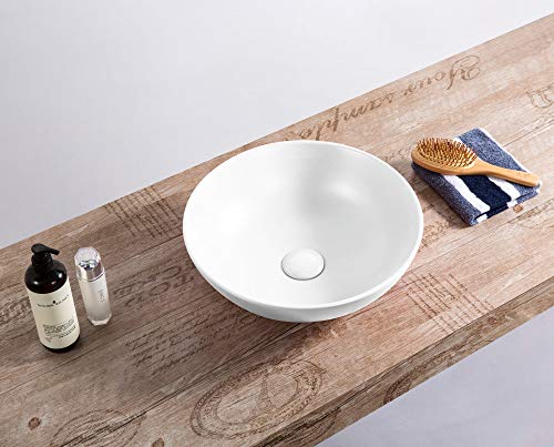 Lavabo redondo de cerámica Highline blanco mate, 40 cm