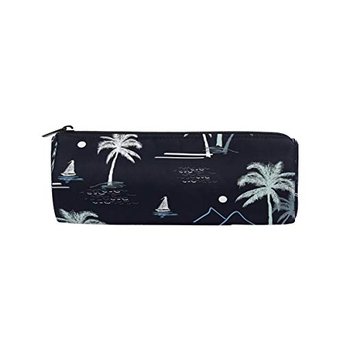 Lawenp Palm Tree Black Beach Estuche para lápices para niños, niñas, estudiantes, bolígrafo, bolsa, escuela, bolsa de maquillaje redonda