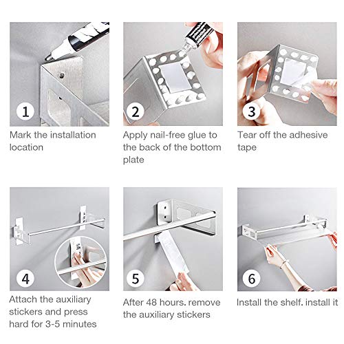 Ldawy Estante organizador de cocina,Estante organizador de acero inoxidable sin perforación de 2 piezas para el baño de la cocina (30 * 12 * 4.5 cm)