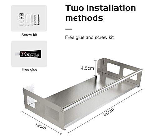 Ldawy Estante organizador de cocina,Estante organizador de acero inoxidable sin perforación de 2 piezas para el baño de la cocina (30 * 12 * 4.5 cm)