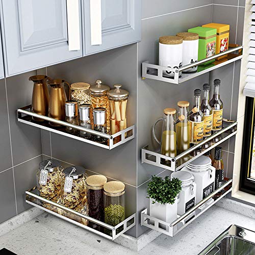 Ldawy Estante organizador de cocina,Estante organizador de acero inoxidable sin perforación de 2 piezas para el baño de la cocina (30 * 12 * 4.5 cm)