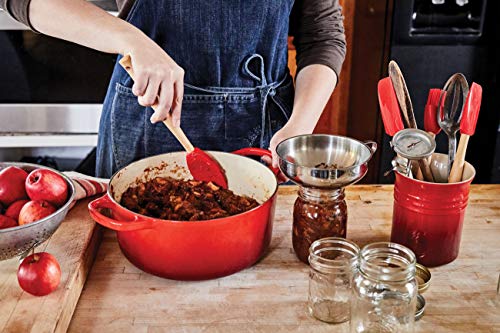 Le Creuset Espátula Fina con Cabezal de Silicona extraíble, Madera,Rojo Cereza, Largo: 33 cm