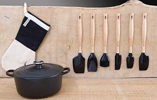 LE CREUSET Espátula Grande con Cabezal de Silicona extraíble, Madera, Cereza, Largo: 33 cm