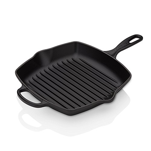 Le Creuset Parrilla de hierro fundido, Cuadrada, 26 cm, Apto para todas las fuentes de calor, incluye inducción, Negro mate