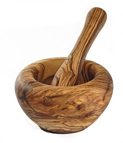 Le Souk Olivique Madera de Olivo mortero y pilón, tamaño Mediano, Natural