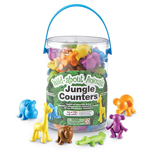 Learning Resources- Locos por los Animales, Figuras de la Jungla, Juego de 72, Color (LER3361) , color, modelo surtido