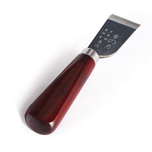 Leathercraft Cutting Knife,Buena Calidad Acero Inoxidable Pala Cuchillo de Corte de Piel Craft DIY Herramienta Corte de Cuero Chipping Peeling Skiver Cuchillo Biselador Herramienta con Mango de Madera