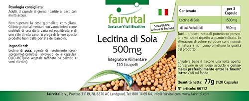 Lecitina de Soja 500mg - VEGANA - Dosis elevada - 120 Cápsulas - Calidad Alemana