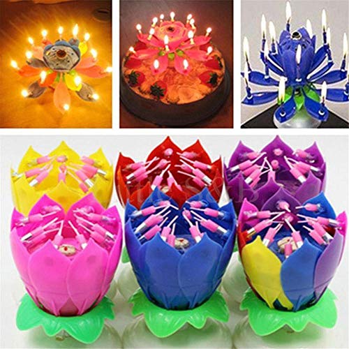 Led Sin Llama Pastel Vela Luz Flor De Loto Velas Musicales Festival De Navidad Fiesta De Boda Diy Decoración De Pastel Regalo Para Niños-Rosado