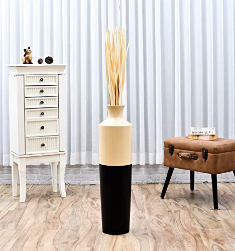 Leewadee Racimo de Hojas de Palma secas de Color para floreros de Suelo racimo Decorativo de ramitas de Hierba Ramo de Flores secas, 120 cm, Hoja de Palmera, Color Natural