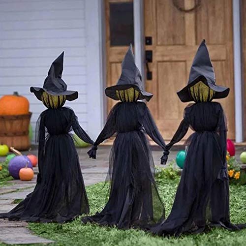 lefeindgdi - Juego de decoración de bruja para Halloween, 3 piezas, diseño de bruja iluminado de Halloween, control de voz de sonido resplandor y sonido embrujada casa fiesta