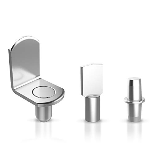 LegendTech 60 Piezas Soporte de Baldas, Armario de Acero Inoxidable Pinzas, Soporte para Estante, 3 Estilos, para Estantería Armario Muebles, 5mm, Color Plata