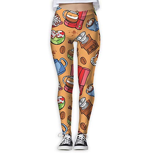 Leggings de Entrenamiento Deportivo con pantalón de Yoga Cartoon Watercolor Kitchen Utensils Provide Women with High-Waisted, Leggings de Yoga para Gimnasio Ultra Suaves y livianos