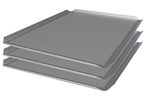 LEHRMANN Set de 3 Bandejas perforadas 60 x 40 cm Placa para la panadería Bandeja para horno MIWE WIESHEU