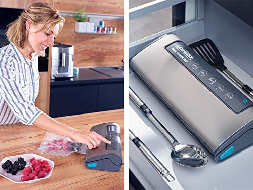 Leifheit Envasadora al vacío doméstica Vacu Power 500, selladora al vacío con doble soldadura, ideal para sous vide, con 10 bolsas de 20 x 30 cm