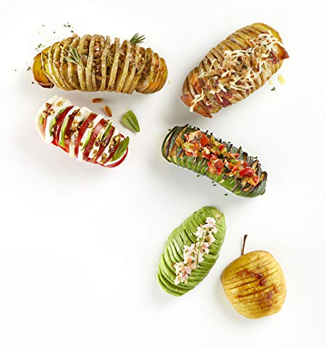 Lékué Cutter, Cortador de Vegetales al Estilo hasselback, Acero Inoxidable, Terracotta, Único
