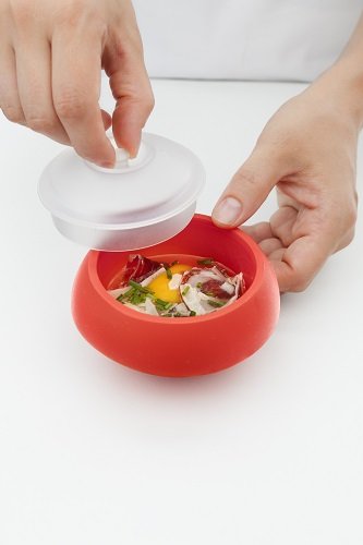 Lékué Ovo cilindrico Rojo Cocedor de Huevos, Silicona, Único