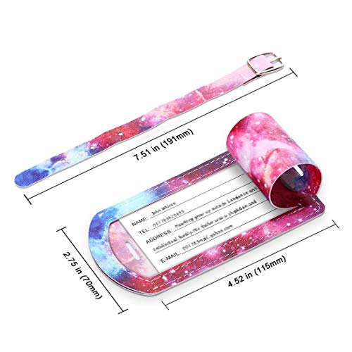 Leluckly1 Estuche de Cocina Multifuncional Patrón de Galaxy Textura de Cuero de Vaca Dibujo Coloreado Etiqueta de Equipaje de PU Etiqueta de identificación de Bolsa de Viaje