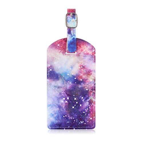 Leluckly1 Estuche de Cocina Multifuncional Patrón de Galaxy Textura de Cuero de Vaca Dibujo Coloreado Etiqueta de Equipaje de PU Etiqueta de identificación de Bolsa de Viaje