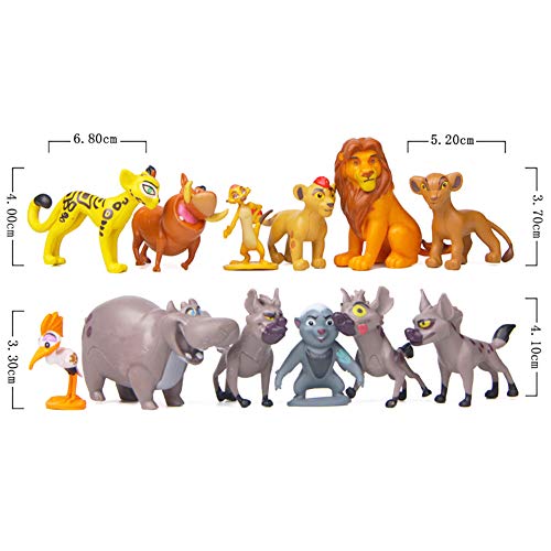 León Cake Topper - WENTS Mini León Juego de Figuras Niños Mini Juguetes Baby Shower Fiesta de cumpleaños Pastel Decoración Suministros 12 Piezas