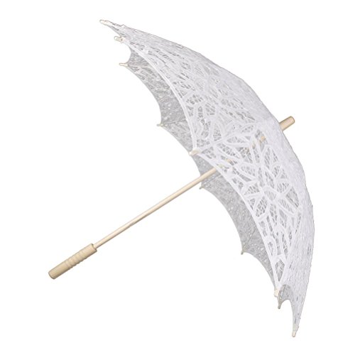 LEORX Paraguas Hecho a Mano Sombrilla Parasol Encaje Bodas Novias Chicas