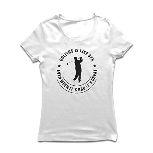 lepni.me Camiseta Mujer Divertidos Refranes de golfistas, Ropa de Golf, Regalos Ideas para los Amantes del Golf (Large Blanco Multicolor)