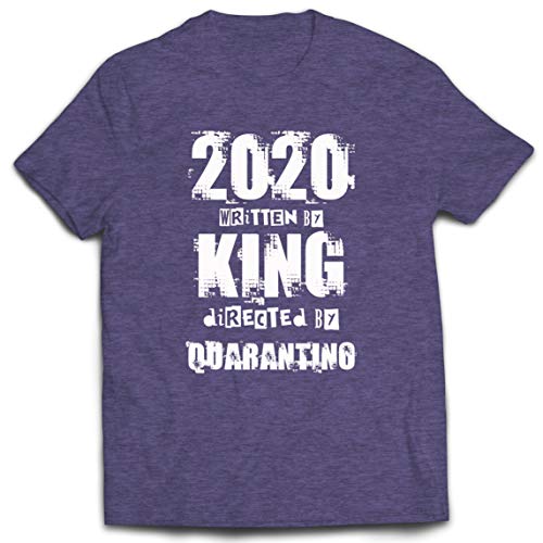lepni.me Camisetas Hombre 2020 Escrito por King Dirigido por Quarantino Cuarentena Divertida (Medium Cuero Gris Multicolor)