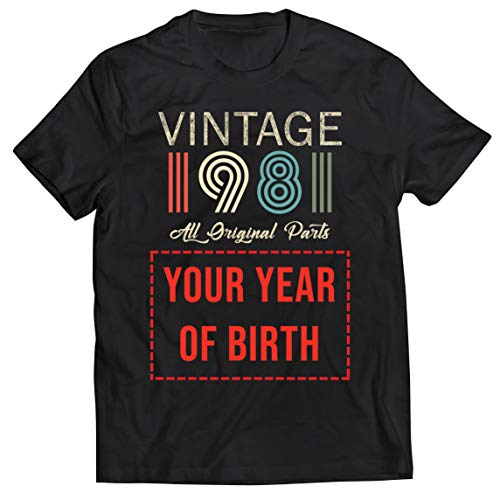 lepni.me Camisetas Hombre Personalizado con Cualquier Año Regalo Vintage Todas Las Piezas Originales (XX-Large Negro Multicolor)
