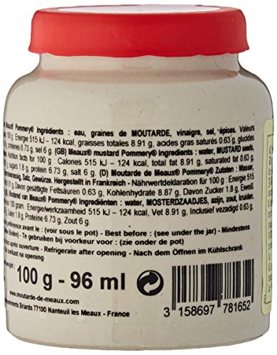 Les Assaisonnements Briards POM 03 Mostaza Meaux, 100 g, paquete de 4