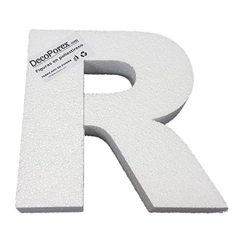 Letra R de 200mm de Altura x 30mm de Grosor en poliestireno expandido sin Pintar