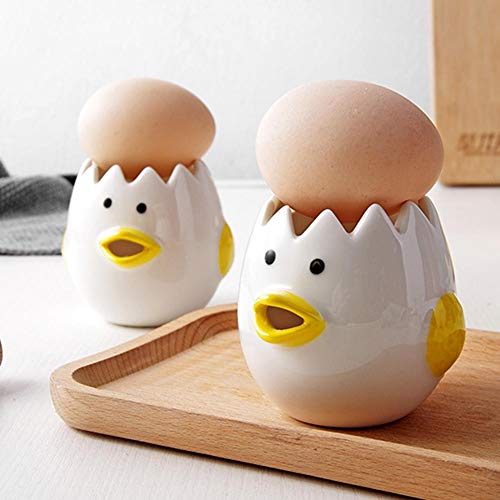 Letway Dibujos Animados Pollito Separador de Huevos Cocina Gadget de Cocina Cerámica de Huevo Separador Blanco, Utensilios para el hogar para Hornear Suministros para el hogar Niños ama de casa Comfy