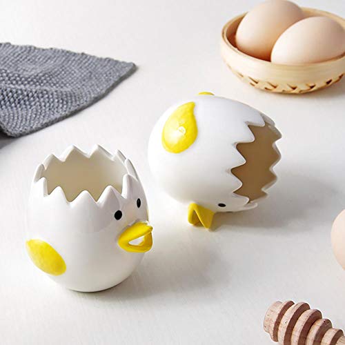Letway Dibujos Animados Pollito Separador de Huevos Cocina Gadget de Cocina Cerámica de Huevo Separador Blanco, Utensilios para el hogar para Hornear Suministros para el hogar Niños ama de casa Comfy