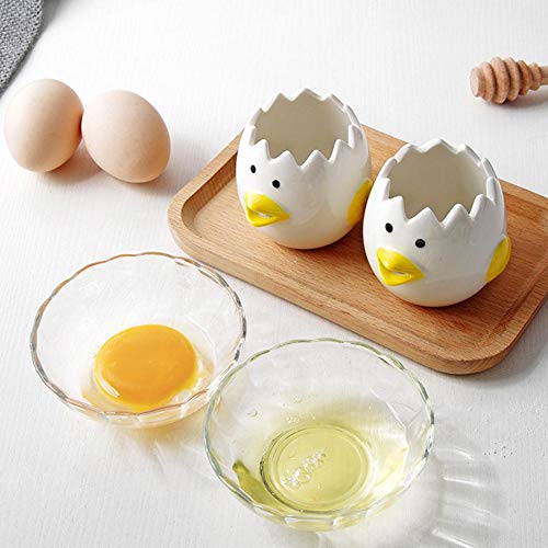Letway Dibujos Animados Pollito Separador de Huevos Cocina Gadget de Cocina Cerámica de Huevo Separador Blanco, Utensilios para el hogar para Hornear Suministros para el hogar Niños ama de casa Comfy