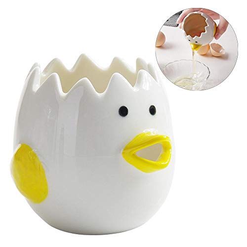 Letway Dibujos Animados Pollito Separador de Huevos Cocina Gadget de Cocina Cerámica de Huevo Separador Blanco, Utensilios para el hogar para Hornear Suministros para el hogar Niños ama de casa Comfy