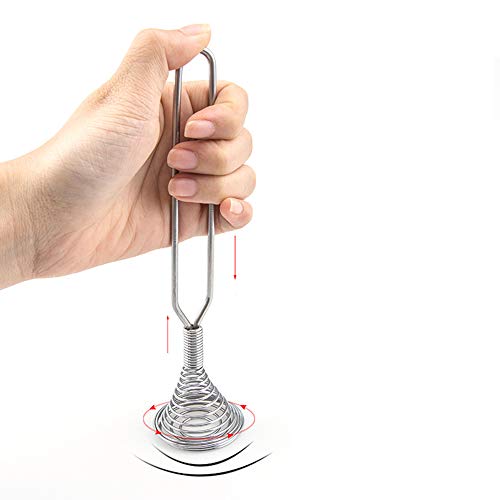 Lezed Batidora de Mano batidor de Alambre Batidor Manual de Acero Inoxidable para Huevos Leches Repostería Varillas de batir con muelle Mezclador batidor de Huevo del Estilo de la manivela 2 Piezas